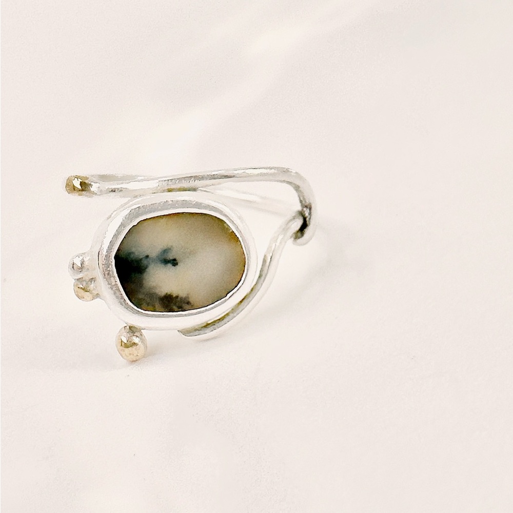 FERNSTONE RIVER DENDRITIC AGATE RING SIZE 7